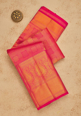 Onion Pink Zariwork Pure Silk Saree