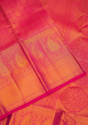 Onion Pink Zariwork Pure Silk Saree