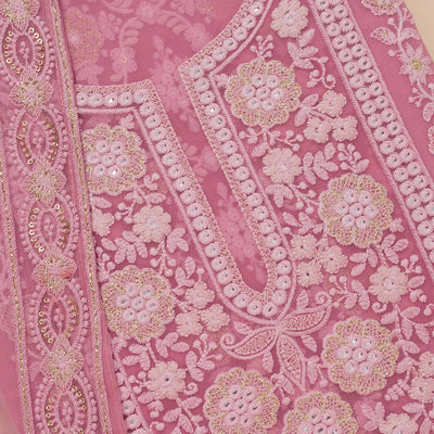 Onion Pink Chikankari Georgette Unstitched Salwar Suit