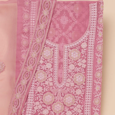 Onion Pink Chikankari Georgette Unstitched Salwar Suit