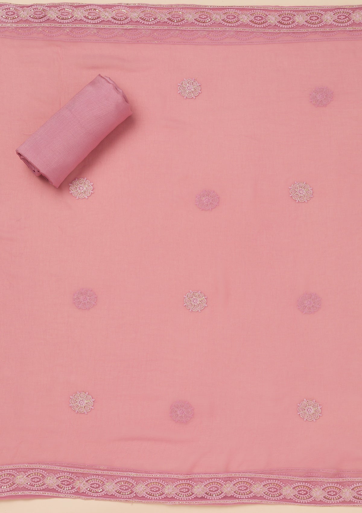 Onion Pink Chikankari Georgette Unstitched Salwar Suit