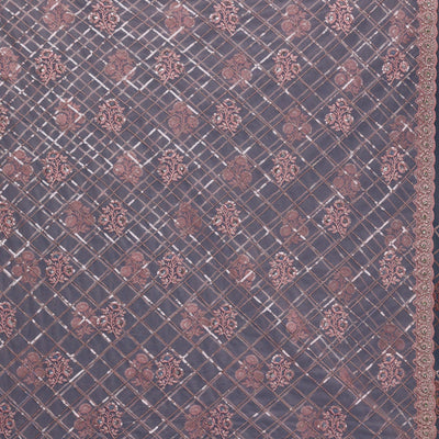 Onion Pink Sequins Net Saree