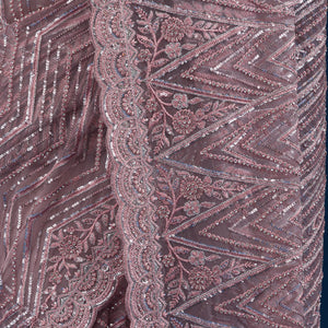 Onion Pink Sequins Net Saree