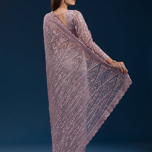 Onion Pink Sequins Net Saree