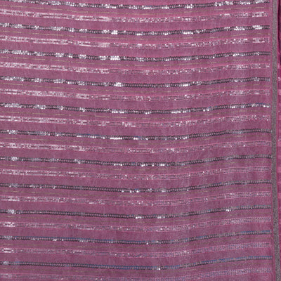 Onion Pink Sequins Semi Crepe Saree
