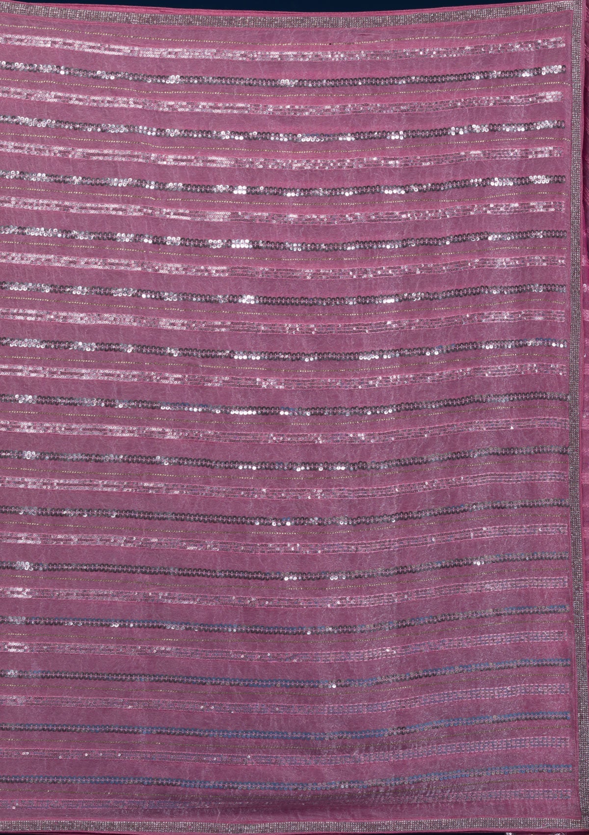 Onion Pink Sequins Semi Crepe Saree