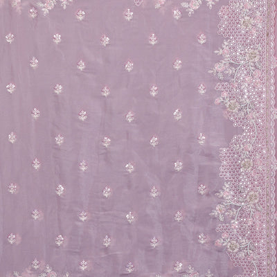 Onion Pink Sequins Tissue Saree