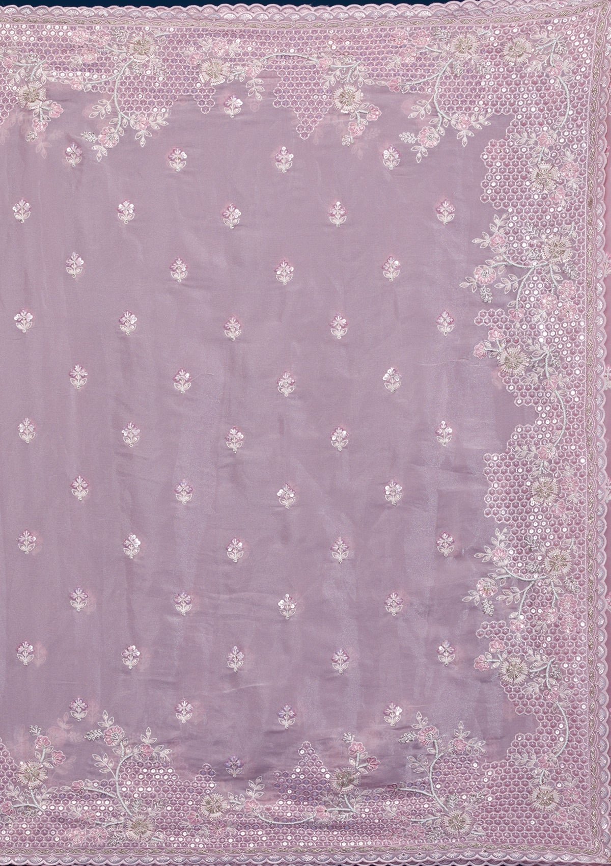 Onion Pink Sequins Tissue Saree