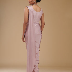 Onion Pink Stonework Chiffon Readymade Saree