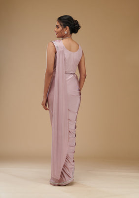Onion Pink Stonework Chiffon Readymade Saree