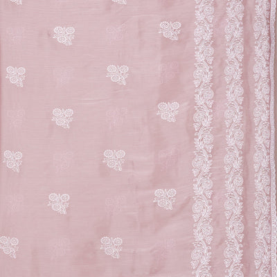 Onion Pink Threadwork Tissue Saree