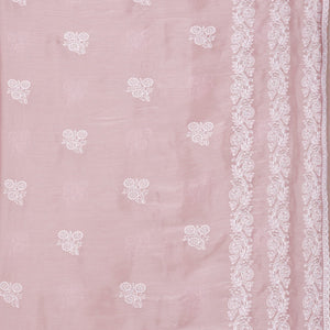 Onion Pink Threadwork Tissue Saree