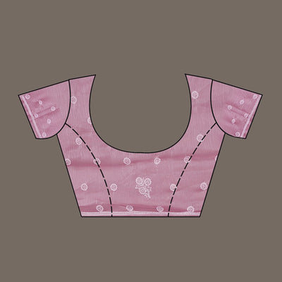 Onion Pink Threadwork Tissue Saree