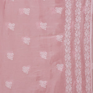 Onion Pink Threadwork Tissue Saree