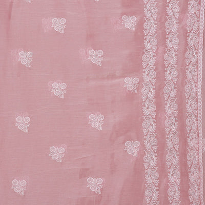 Onion Pink Threadwork Tissue Saree