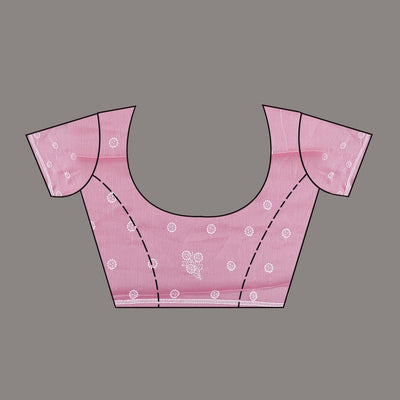 Onion Pink Threadwork Tissue Saree