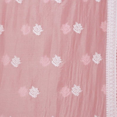 Onion Pink Threadwork Tissue Saree