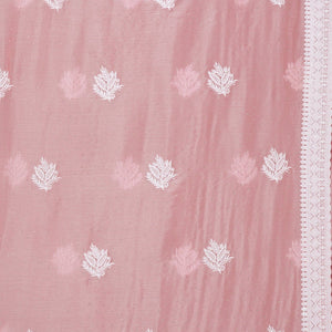 Onion Pink Threadwork Tissue Saree