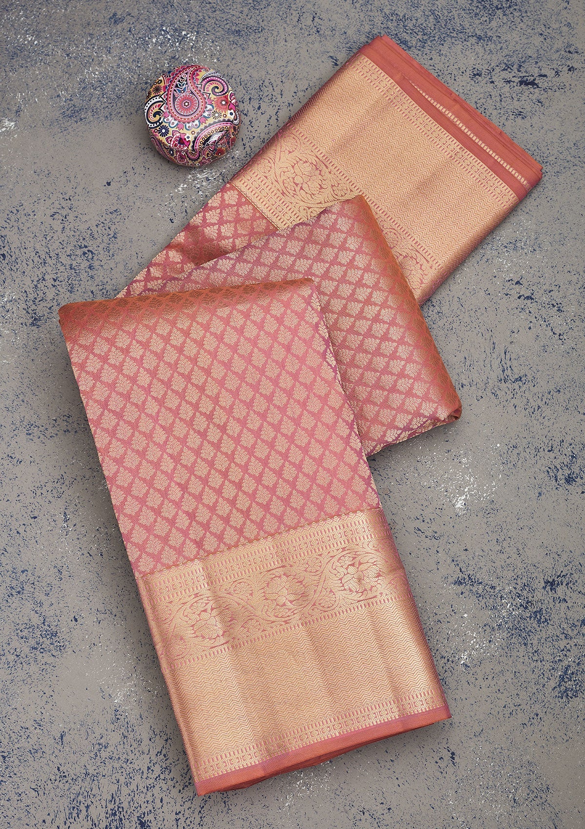 Onion Pink Zariwork Pure Silk Saree