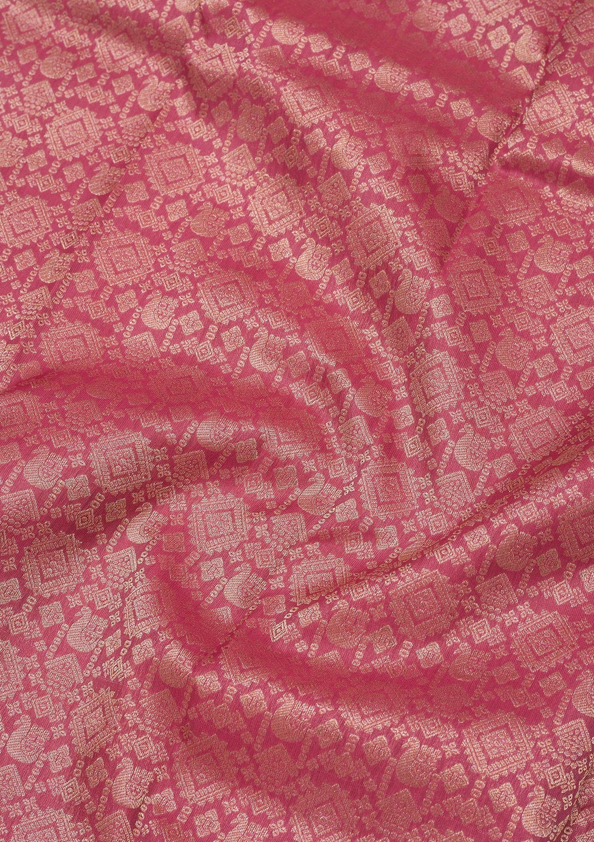 Onion Pink Zariwork Pure Silk Saree