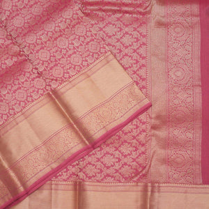 Onion Pink Zariwork Pure Silk Saree
