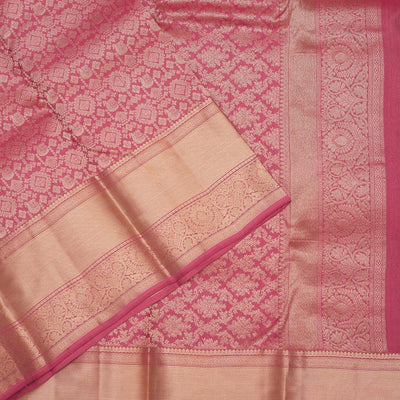 Onion Pink Zariwork Pure Silk Saree