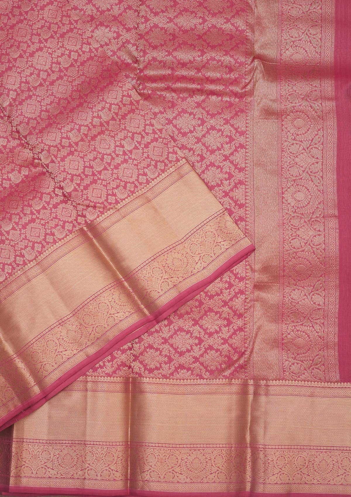 Onion Pink Zariwork Pure Silk Saree