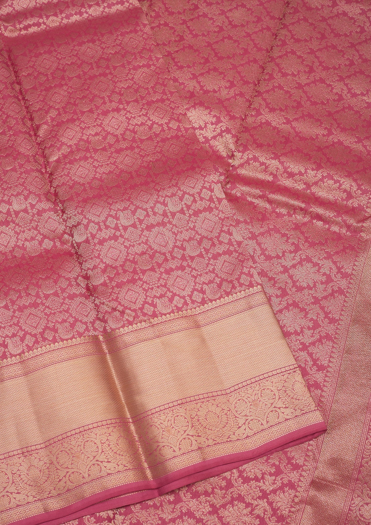 Onion Pink Zariwork Pure Silk Saree