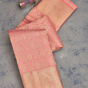 Onion Pink Zariwork Pure Silk Saree