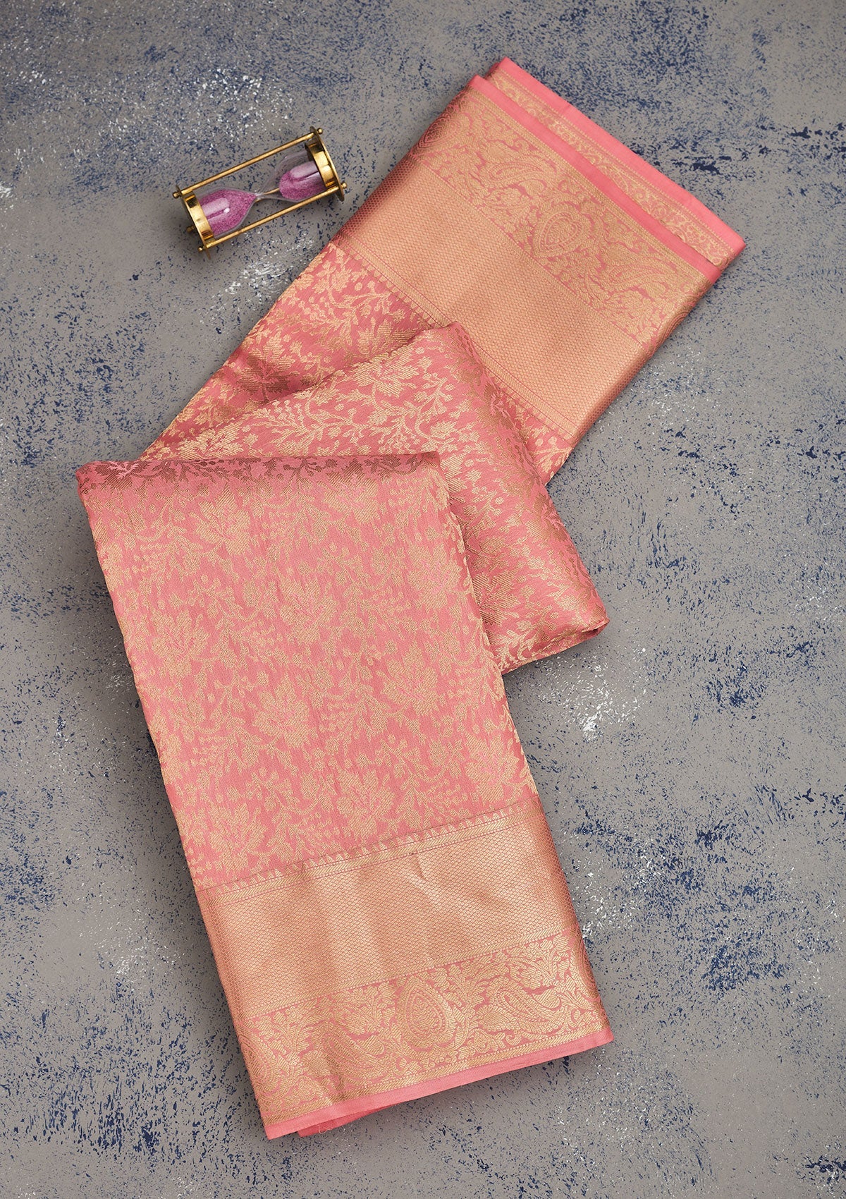 Onion Pink Zariwork Pure Silk Saree