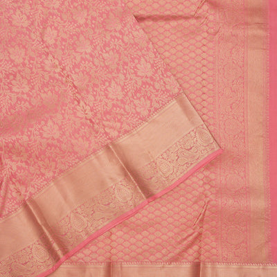 Onion Pink Zariwork Pure Silk Saree