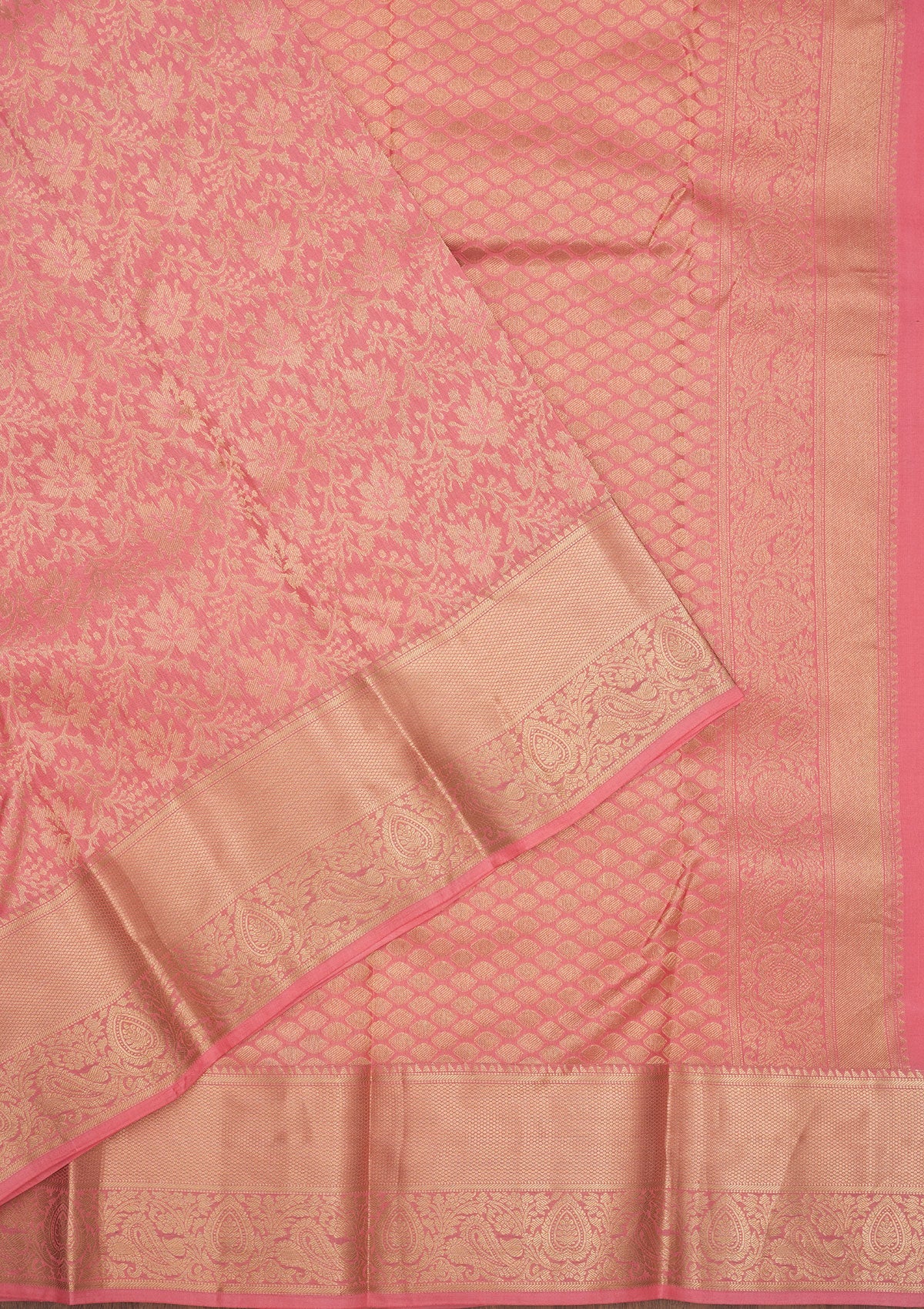 Onion Pink Zariwork Pure Silk Saree
