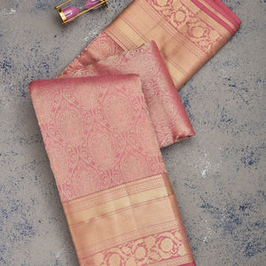 Onion Pink Zariwork Pure Silk Saree
