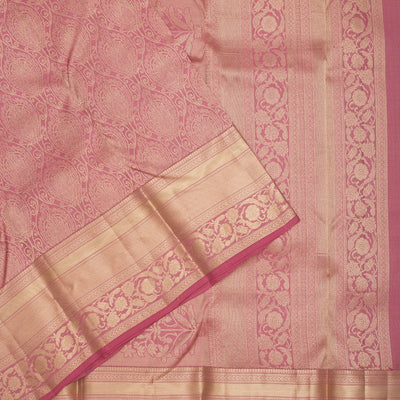 Onion Pink Zariwork Pure Silk Saree
