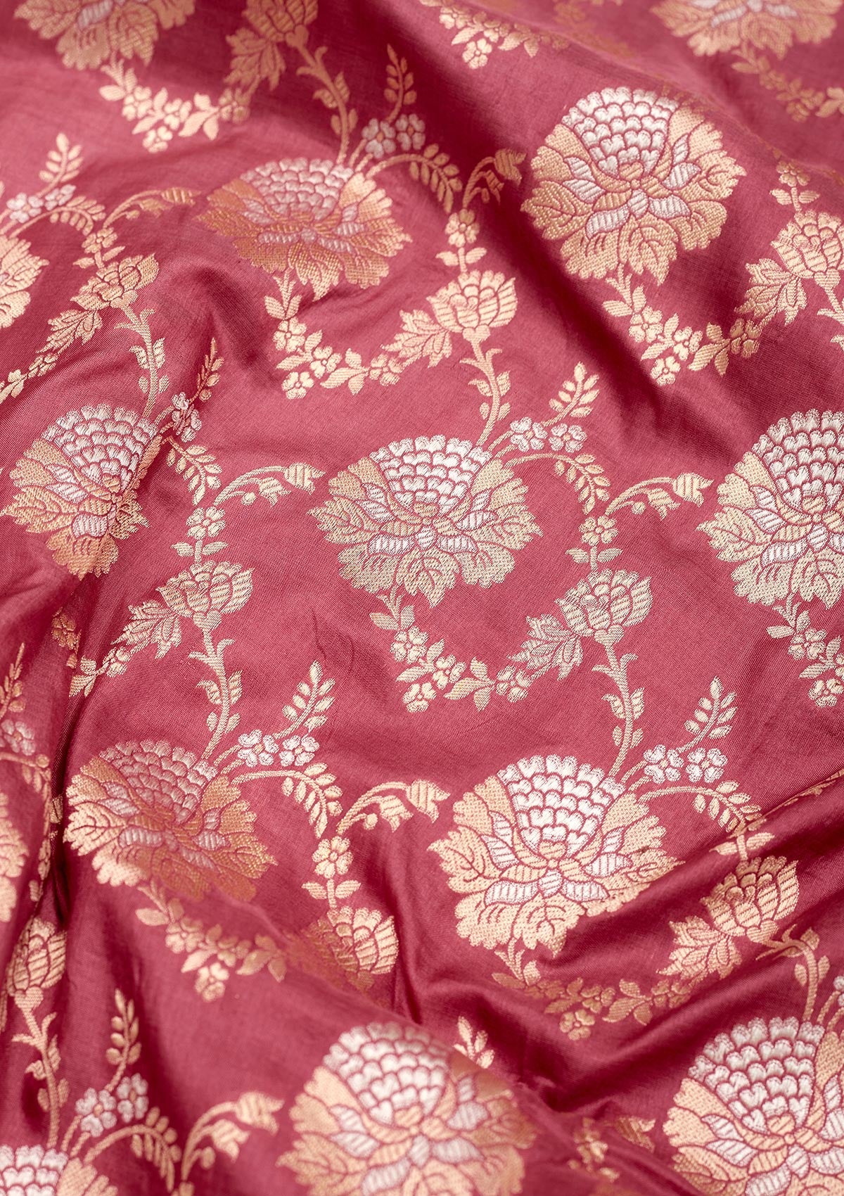 Onion Pink Zariwork Pure Silk Saree