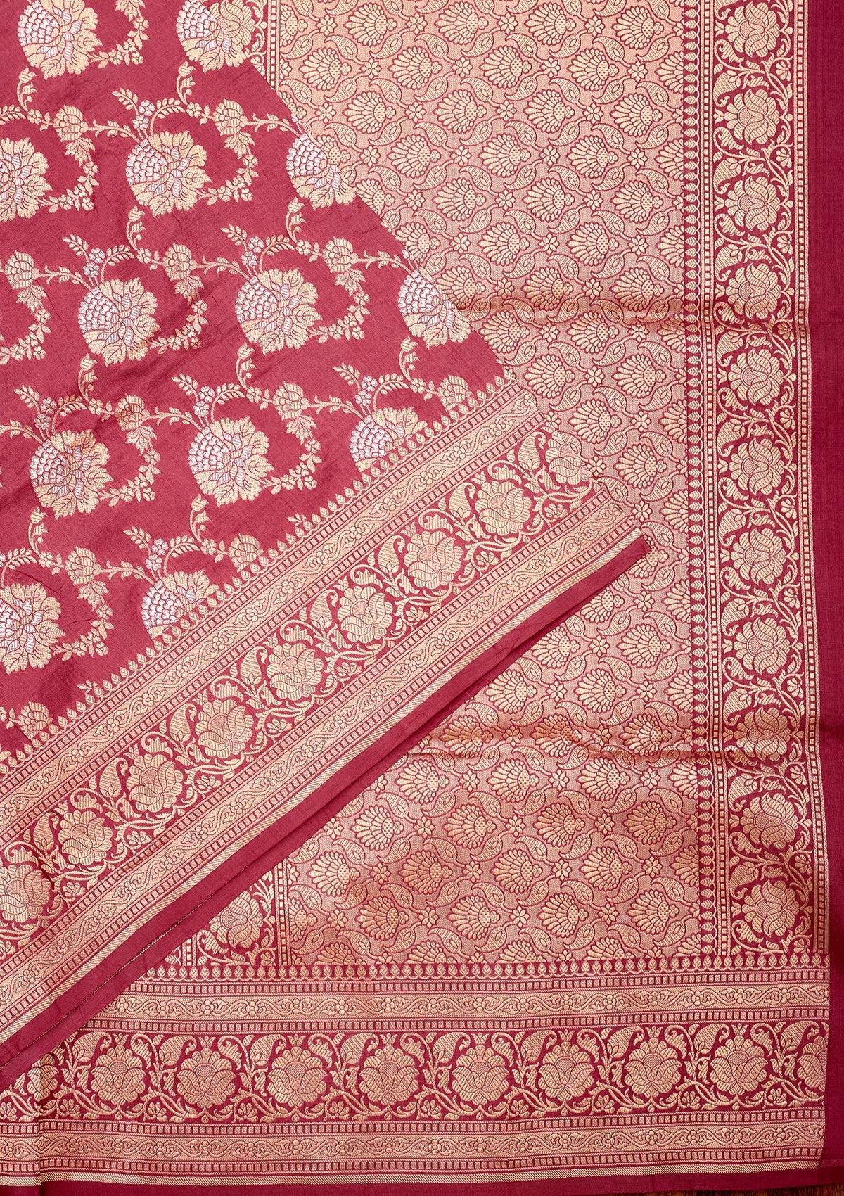 Onion Pink Zariwork Pure Silk Saree