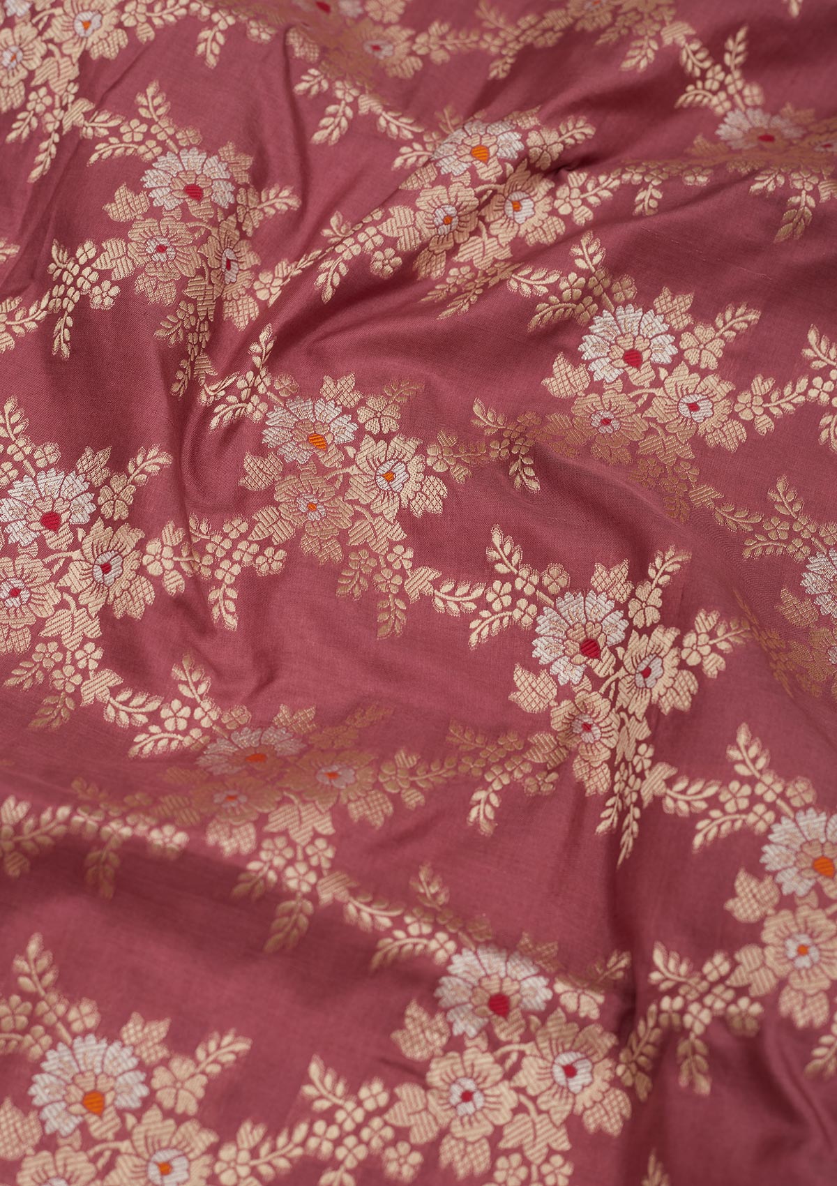 Onion Pink Zariwork Pure Silk Saree