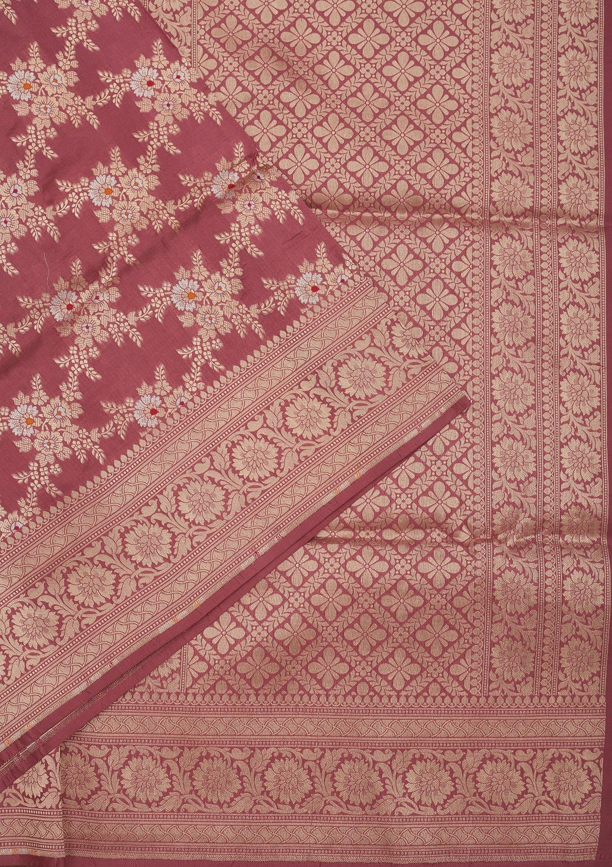 Onion Pink Zariwork Pure Silk Saree
