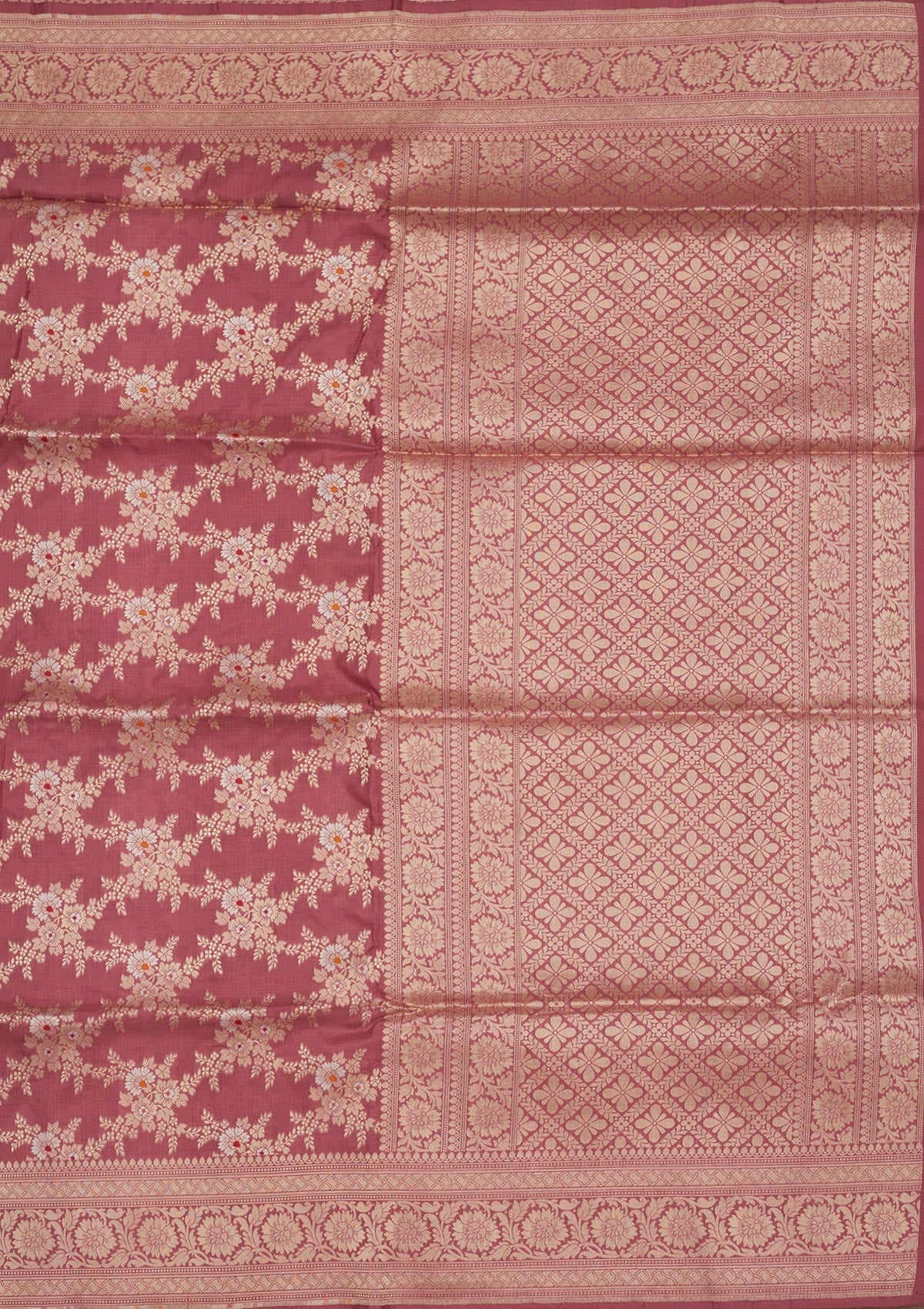 Onion Pink Zariwork Pure Silk Saree