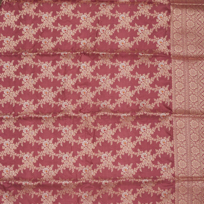 Onion Pink Zariwork Pure Silk Saree