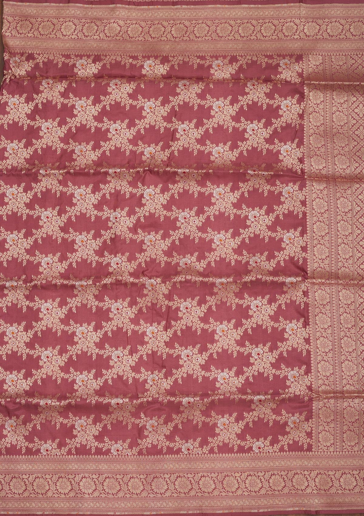 Onion Pink Zariwork Pure Silk Saree