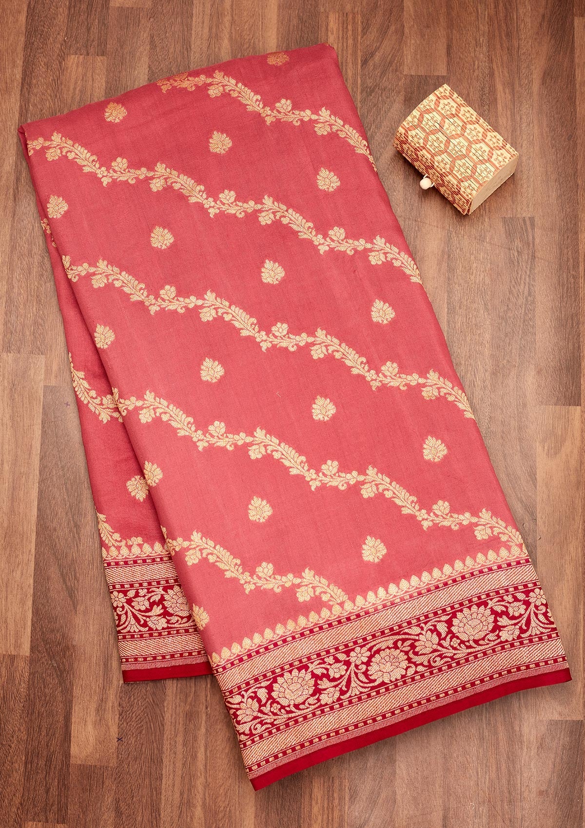 Onion Pink Zariwork Pure Silk Saree