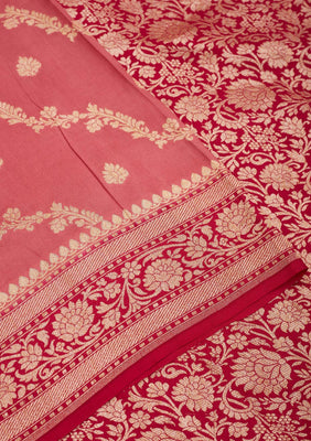 Onion Pink Zariwork Pure Silk Saree