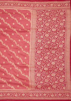 Onion Pink Zariwork Pure Silk Saree
