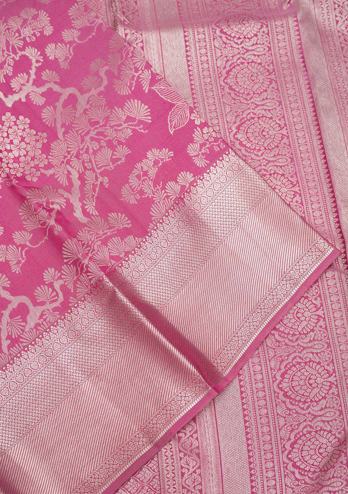 Onion Pink Zariwork Pure Silk Saree