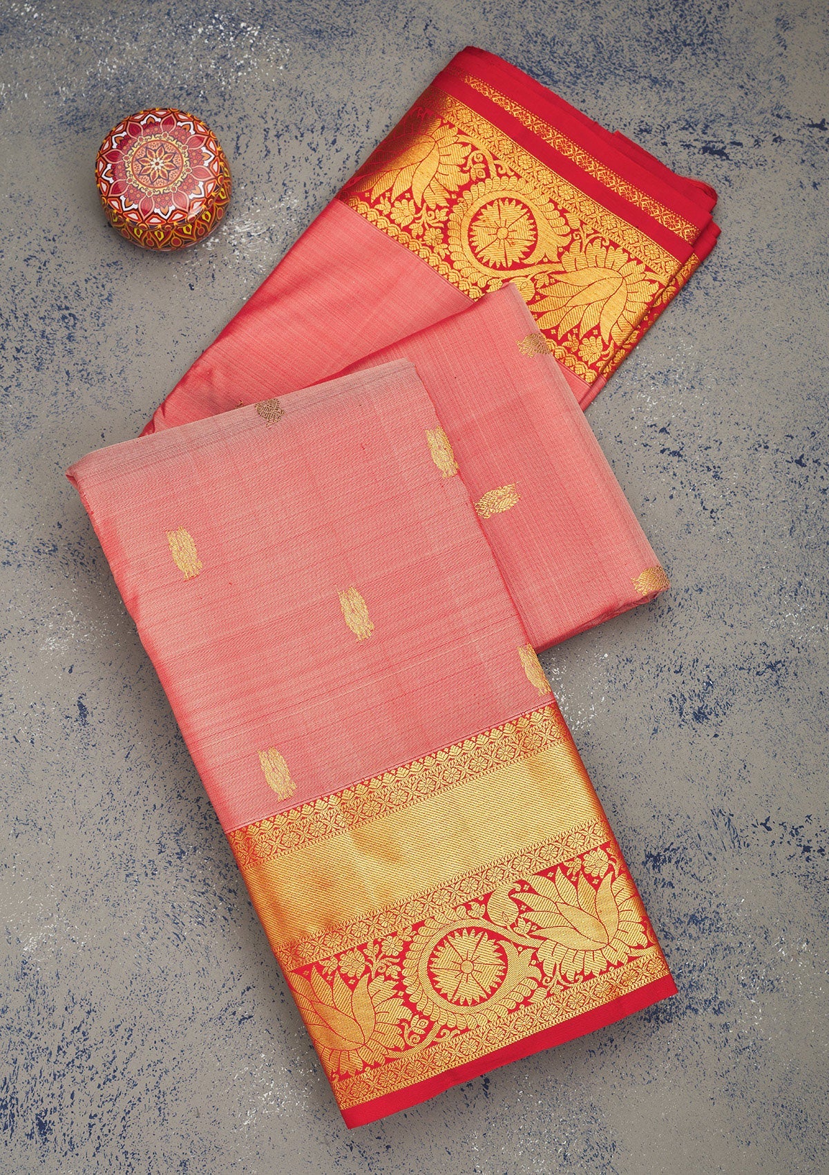 Onion Pink Zariwork Pure Silk Saree