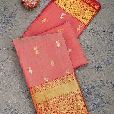 Onion Pink Zariwork Pure Silk Saree