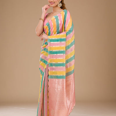 Onion Pink Zariwork Tissue Saree