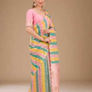 Onion Pink Zariwork Tissue Saree