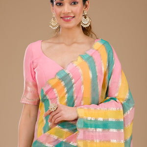 Onion Pink Zariwork Tissue Saree